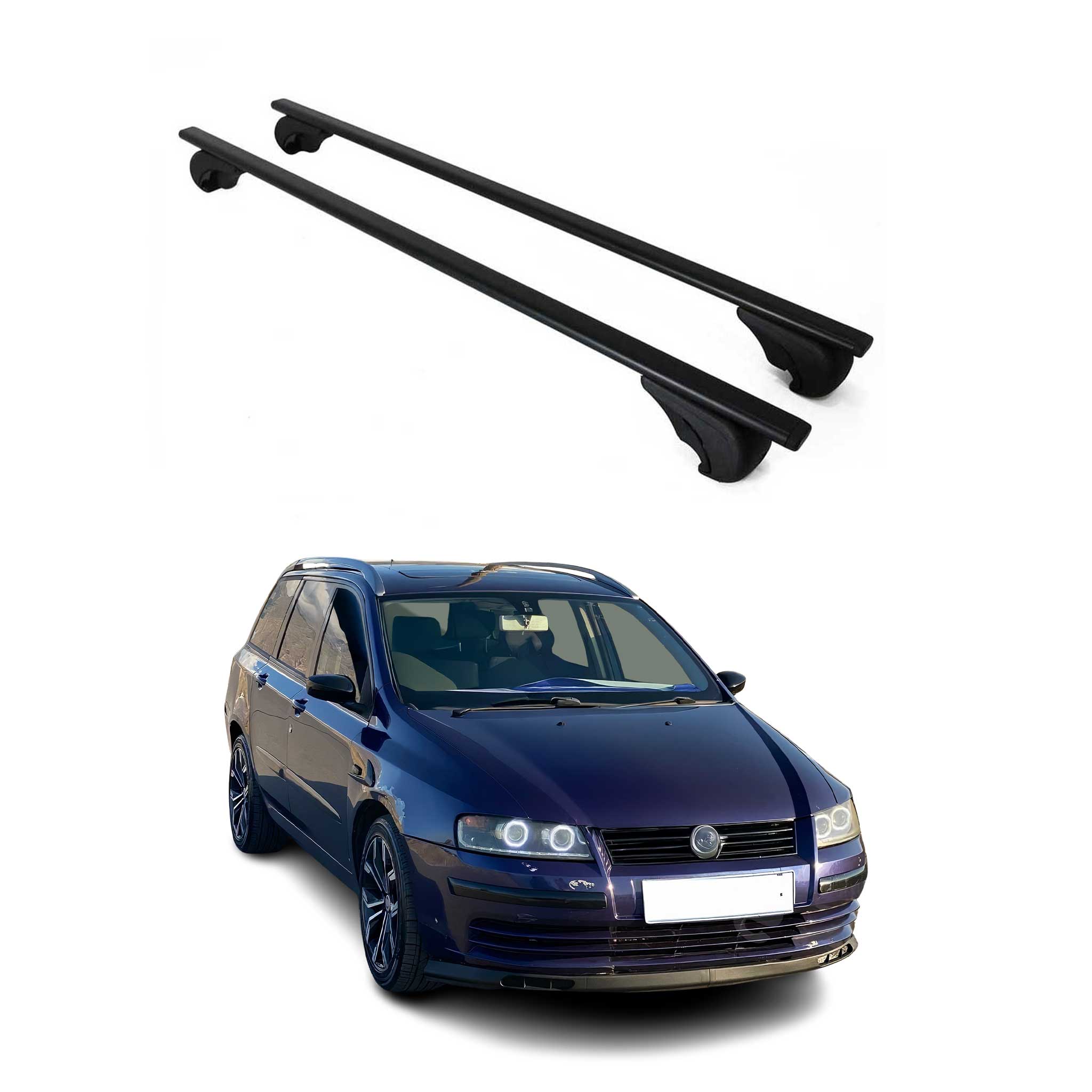 Barres de toit Transversales pour Fiat Stilo Multiwagon 2002-2008 Fer Noir