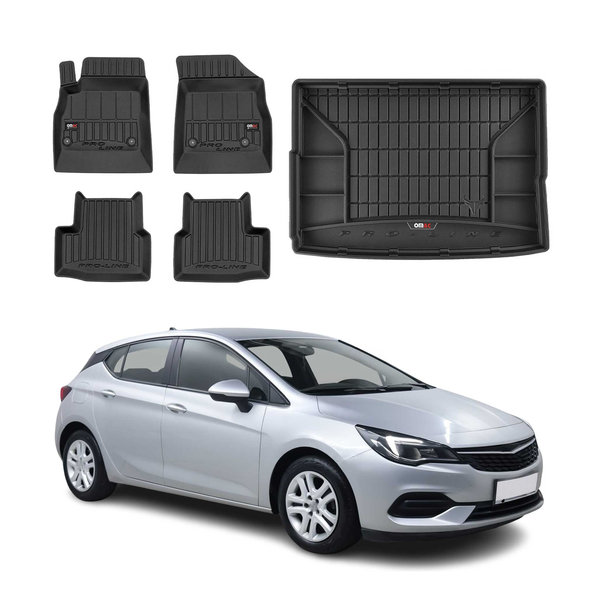 Kit Tapis de Sol et Coffre pour Opel Astra K 2015-2022 TPE Noir