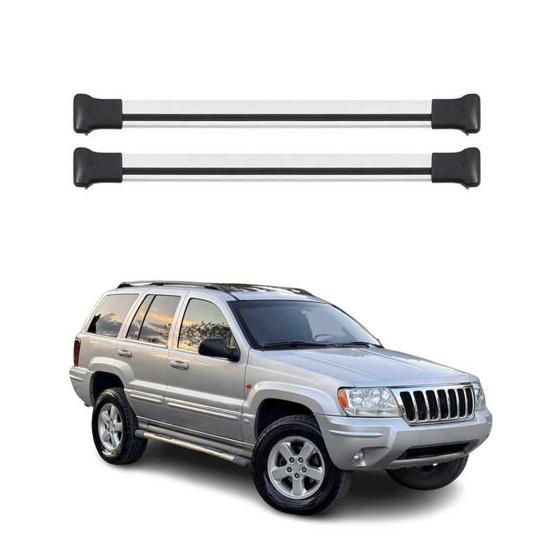 Barres de toit transversales pour Jeep Grand Cherokee 1999-2004 Aluminium Gris