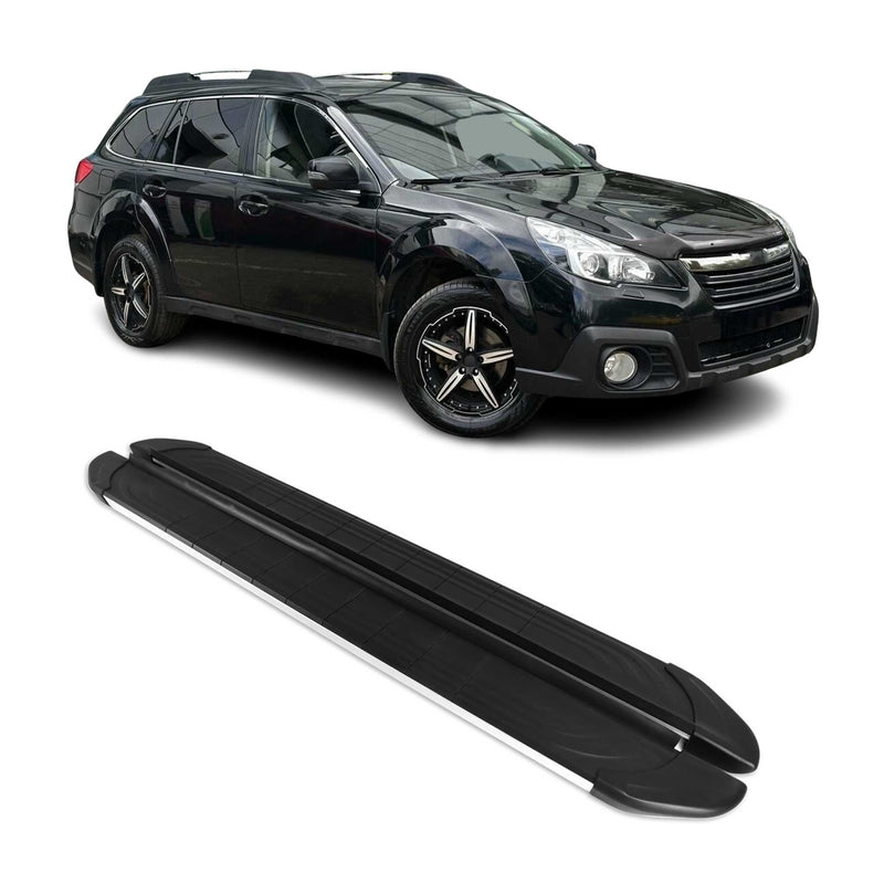 Marchepieds Latéraux pour Subaru Outback 2009-2014 Aluminium Gris Noir 2Pcs