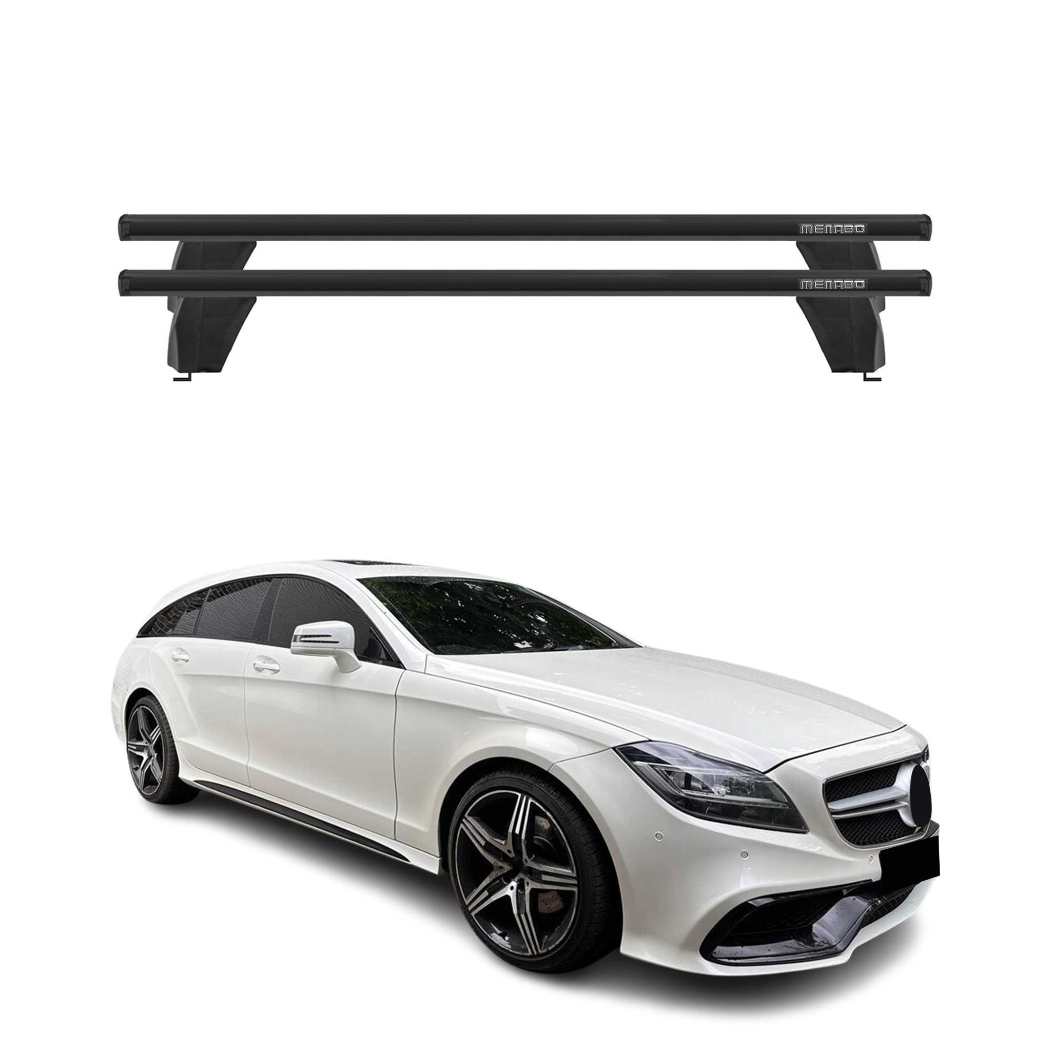 Menabo Barres de toit Transversales pour Mercedes CLS X218 2012-2014 Alu Noir