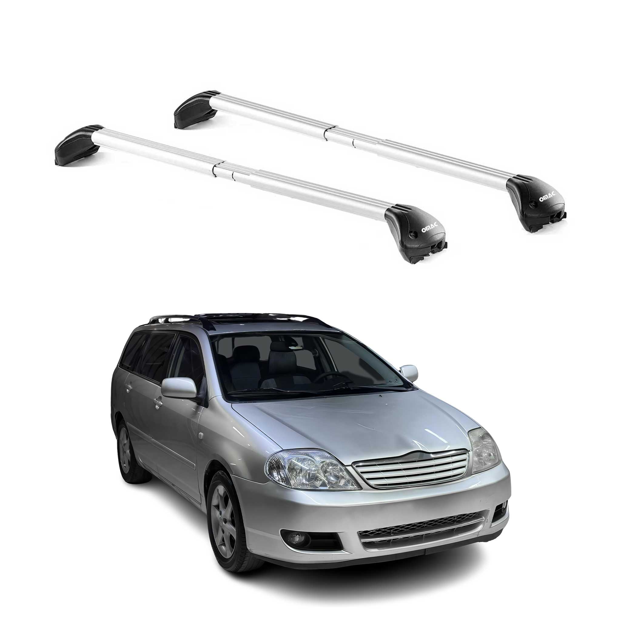 Barres de toit pour Toyota Corolla / Verso Break 2002-2009 Gris Argenté 2x ABE
