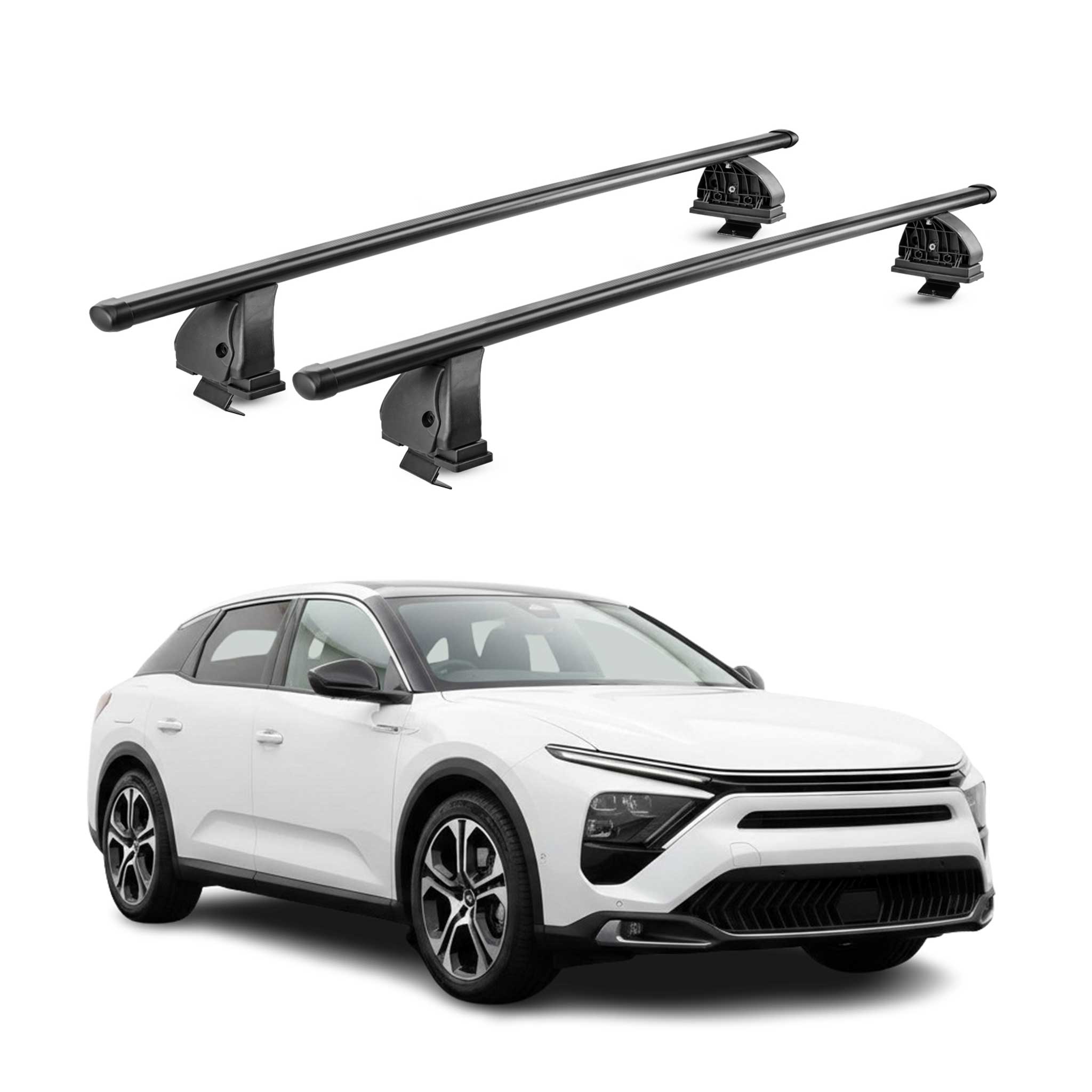 Barres de toit transversales acier pour Citroen C5 X 2022-2026 TÜV 75 kg Noir 2x