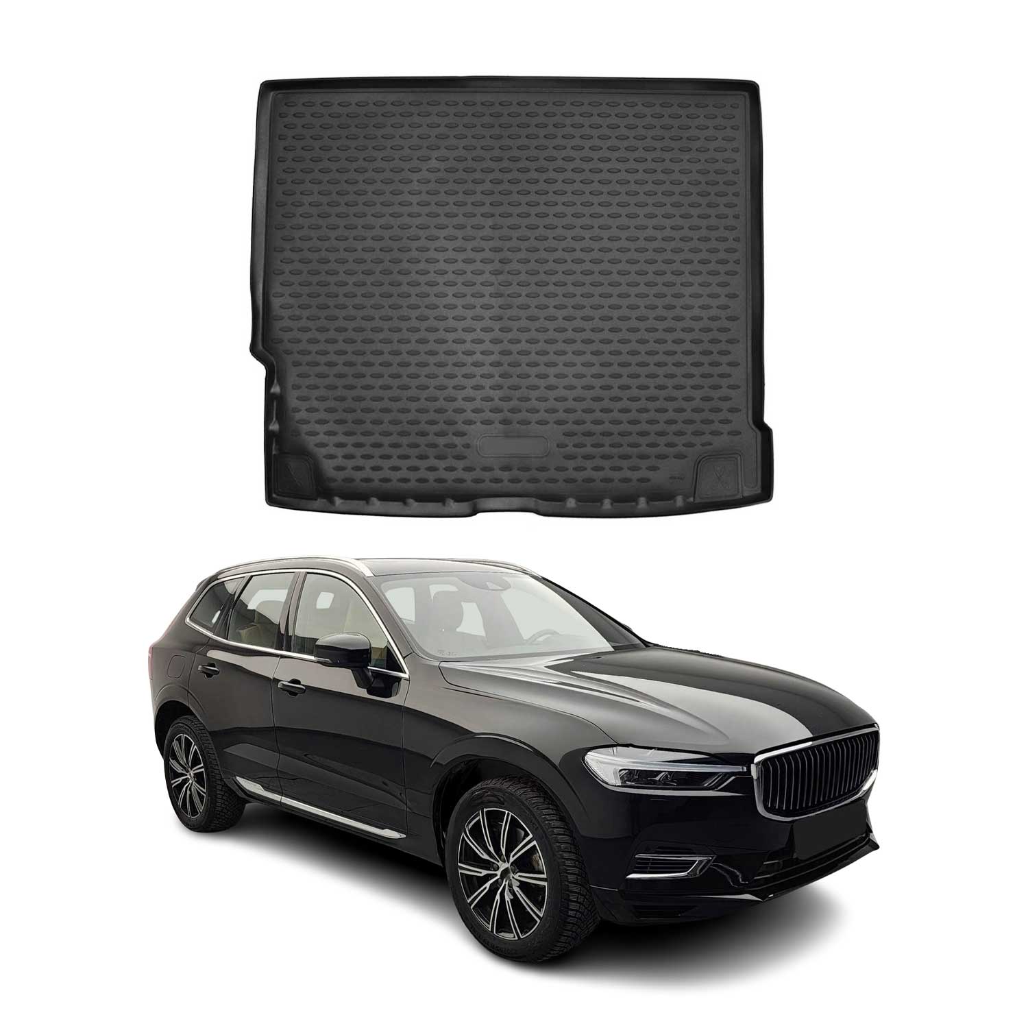 OMAC Tapis De Coffre pour Volvo XC60 2017-2024 en caoutchouc Noir