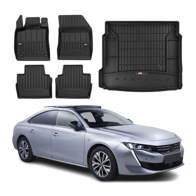 Kit Tapis de Sol et Coffre pour Peugeot 508 2018-2022 TPE Noir