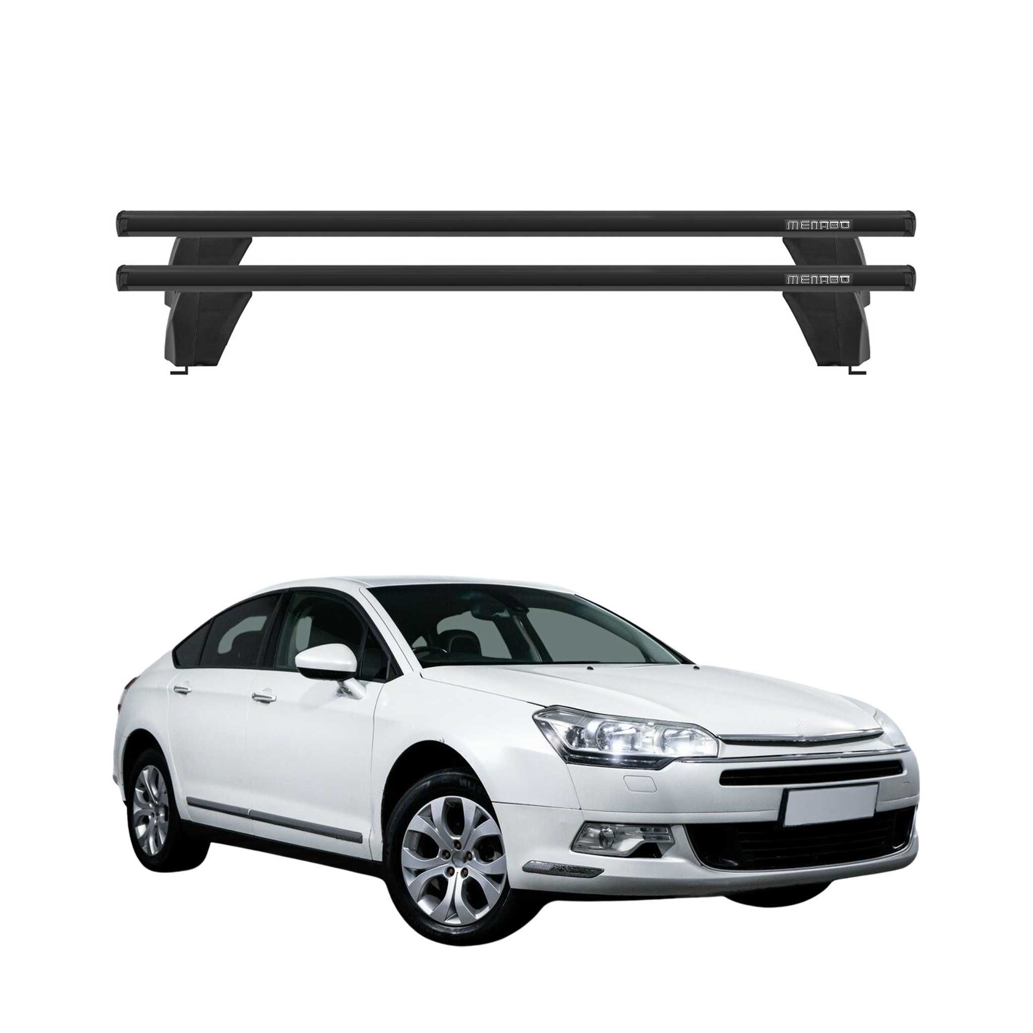 Menabo Barres de toit Transversales pour Citroen C5 II 2007-2017 Alu Noir 2x ABE