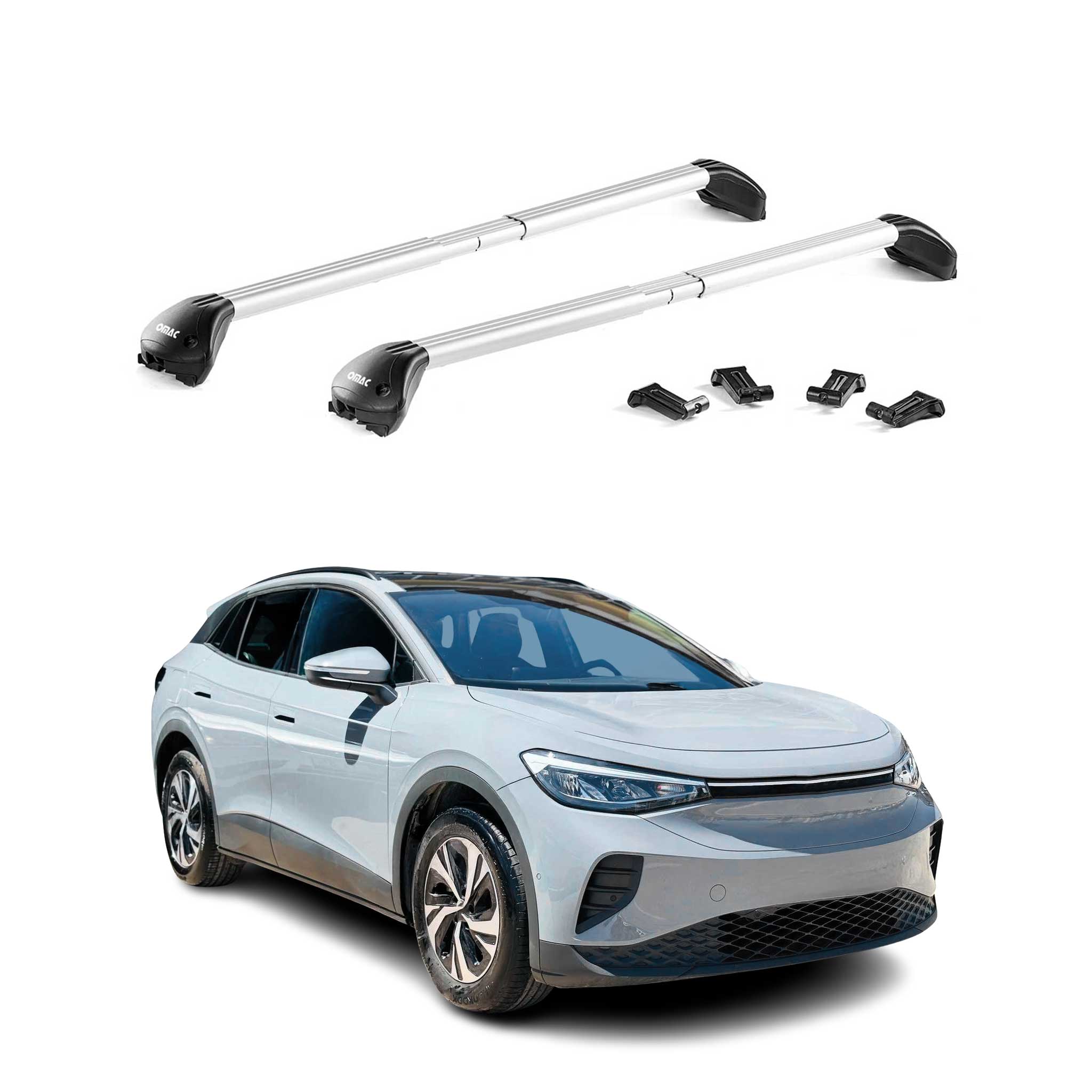 Barres de toit transversales pour VW ID4 2021-2026 Aluminium Gris Argenté 2x ABE