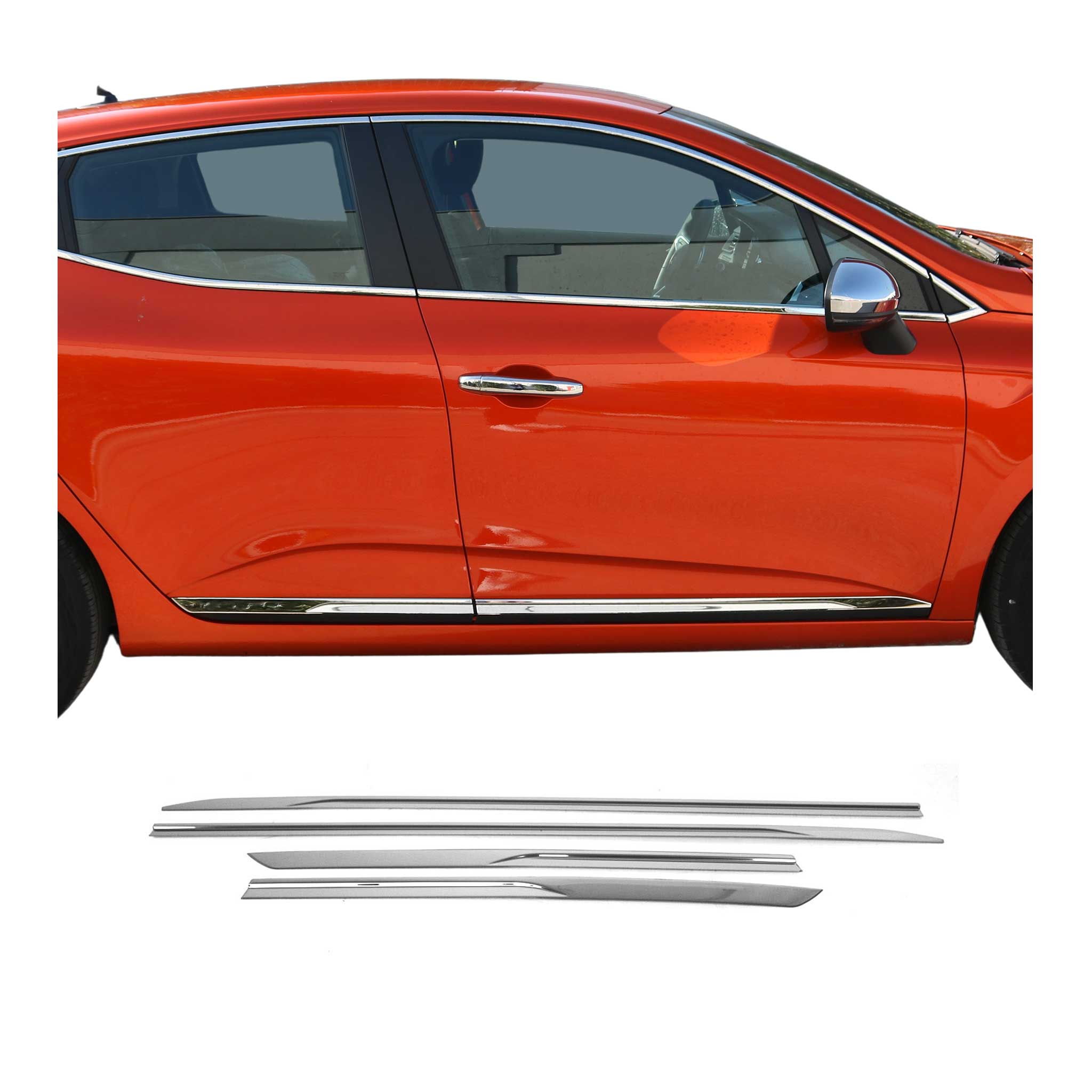 Garniture Baguette de porte latérale pour Renault Clio 2019-2023 acier inox 4Pcs
