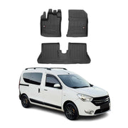 OMAC Tapis de sol sur mesure noir pour Dacia Dokker 2012-2021 3 pièces en TPE