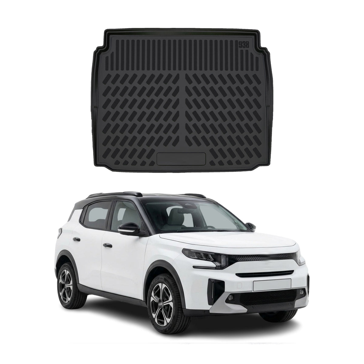 Tapis de coffre Supérieur pour Citroen E-C3 Aircross 2025-2027 Noir Caoutchouc