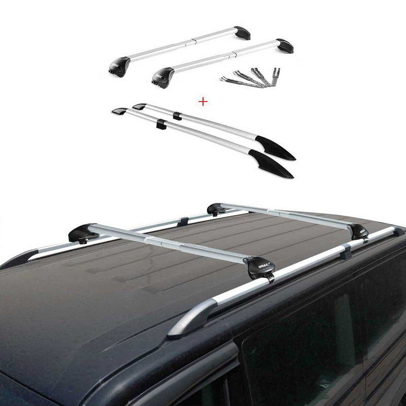 KIT Barres de toit trans+long pour Fiat Doblo Maxi 2010-2021 Alu Gris