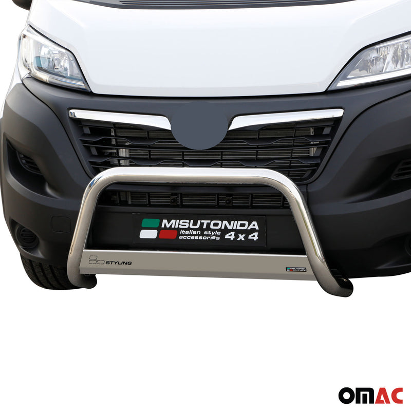 Pare-buffle Avant pour Opel Movano 2022-2025 63mm en Acier Inoxydable Argent