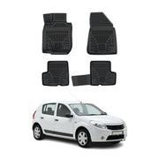 Tapis de sol pour Dacia Logan 1 2004-2012 Noir 3D en Caoutchouc TPE 4x