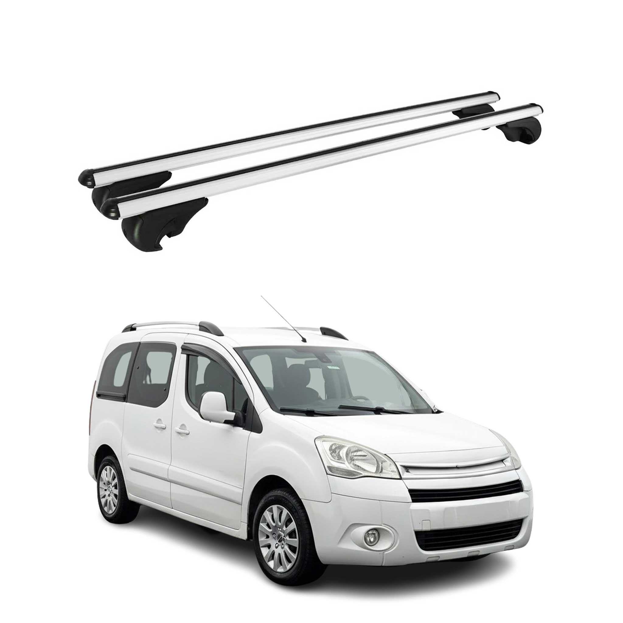 Barres de toit Transversales pour Citroen Berlingo 2008-2018 TÜV Alu Noir 2Pcs