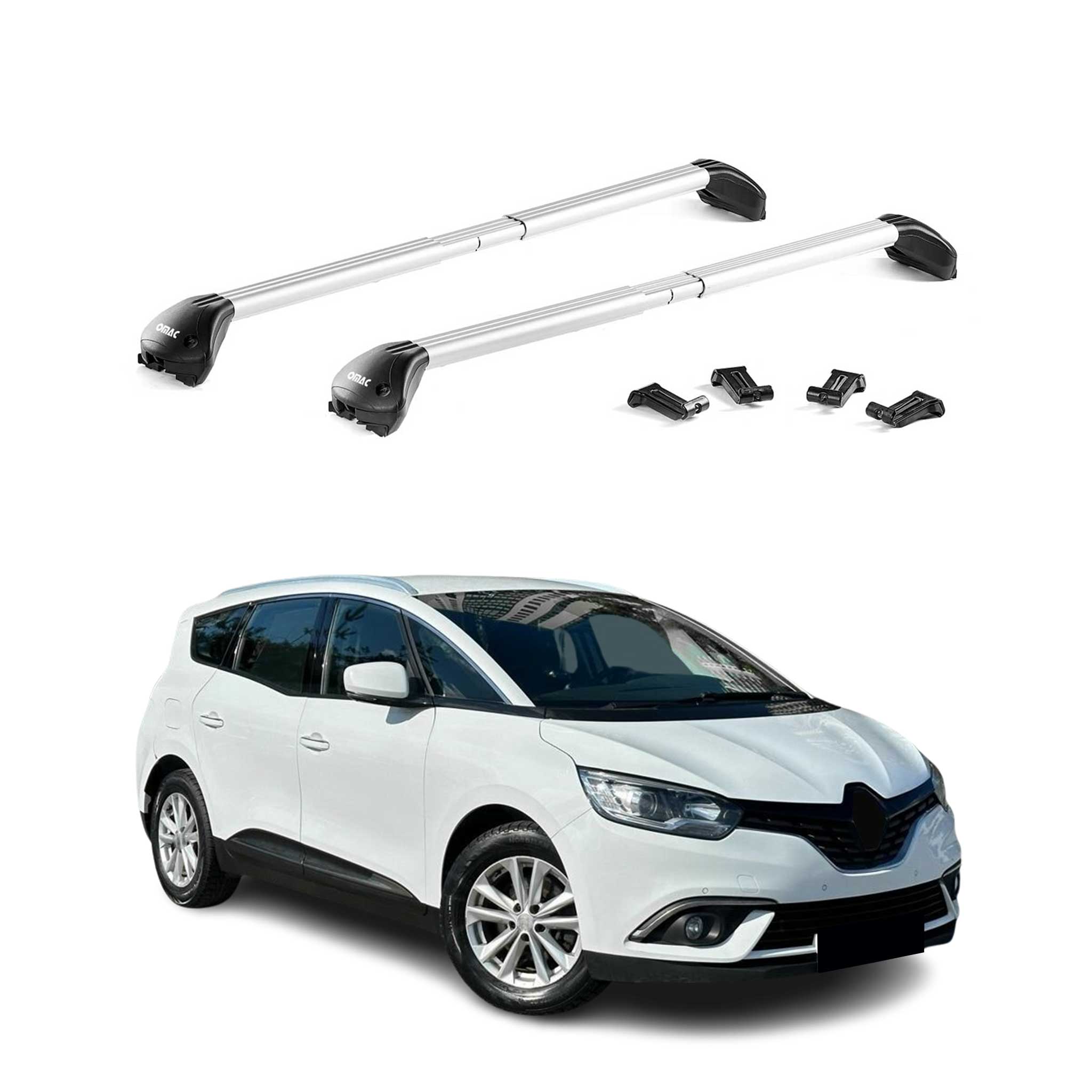 Barres de toit transversales pour Renault Grand Scenic 2016-2022 Alu Gris 2x ABE