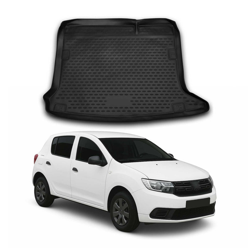 OMAC Tapis de coffre pour Dacia Sandero 2016-2020 sur mesure en caoutchouc Noir