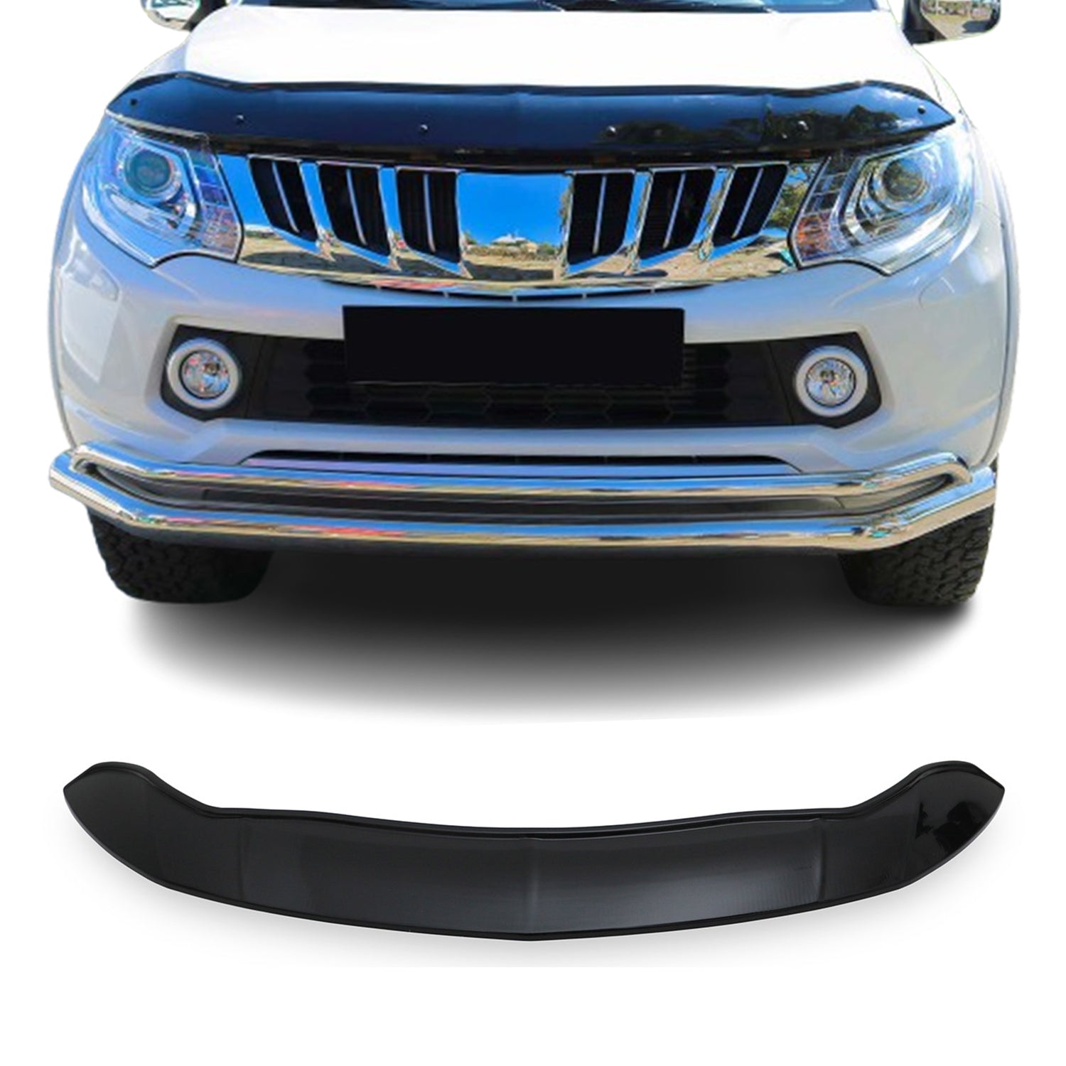 Deflecteurs d'air capot de voiture pour Mitsubishi L200 2015-2019 Acrylique Noir