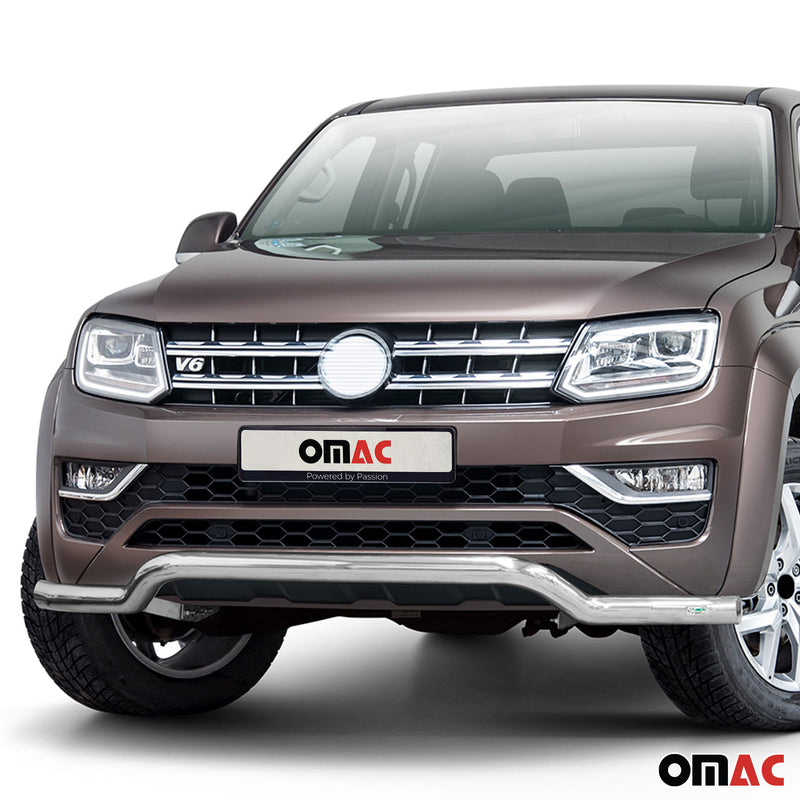 Pare-Buffle Avant Pour VW Amarok 2016-2020 en Acier Inoxy Argent