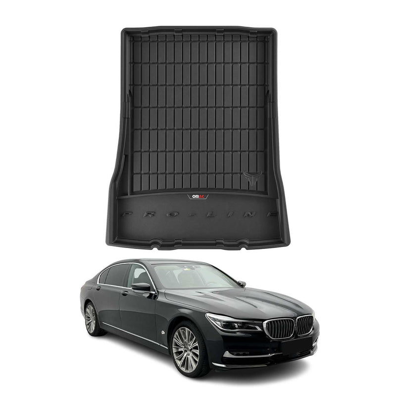 OMAC Tapis de coffre caoutchouc pour BMW Série 7 G12 Long 2015-2022 TPE Noir