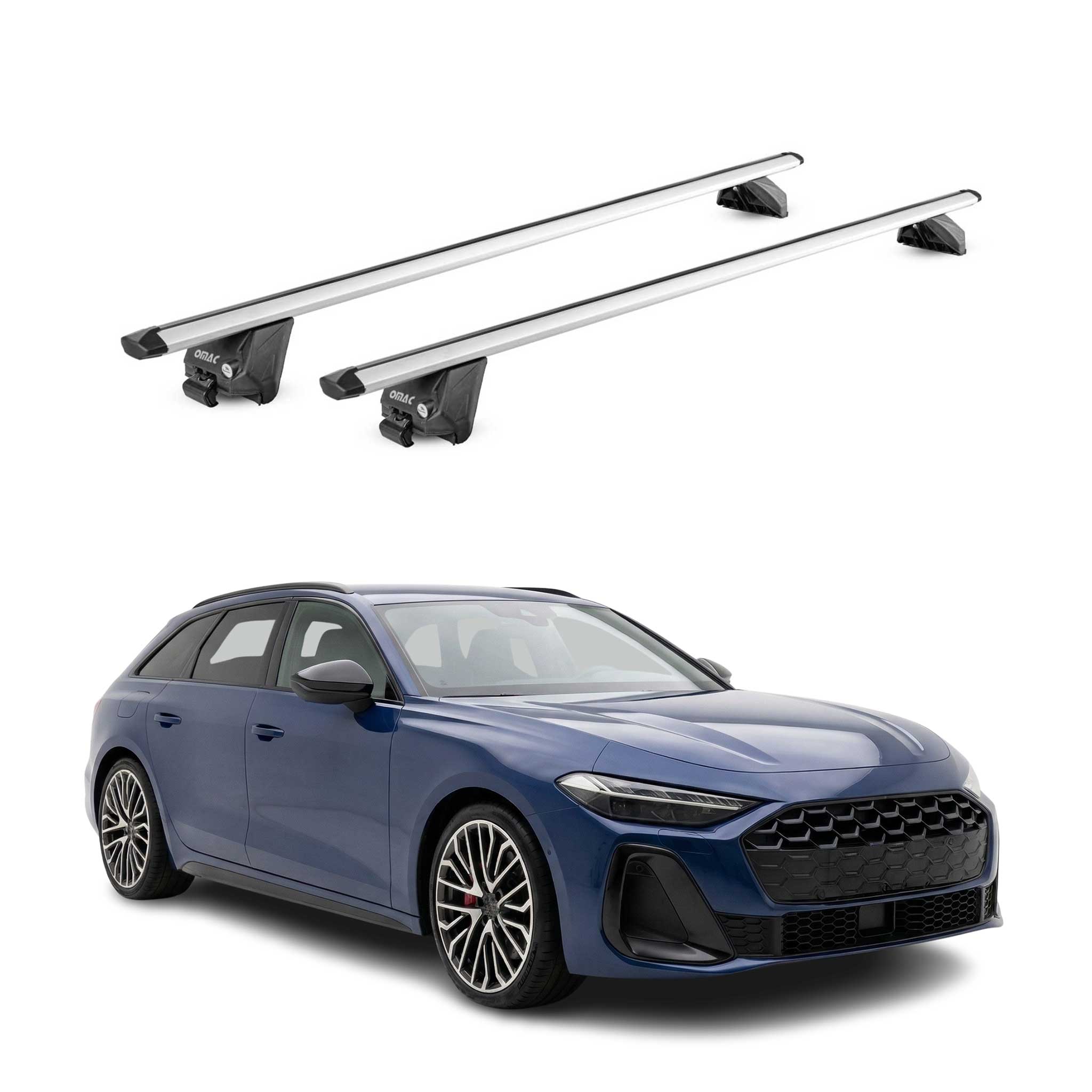 Barres de toit transversales pour Audi A5 B10 Break 2025-2026 Aluminium Gris ABE