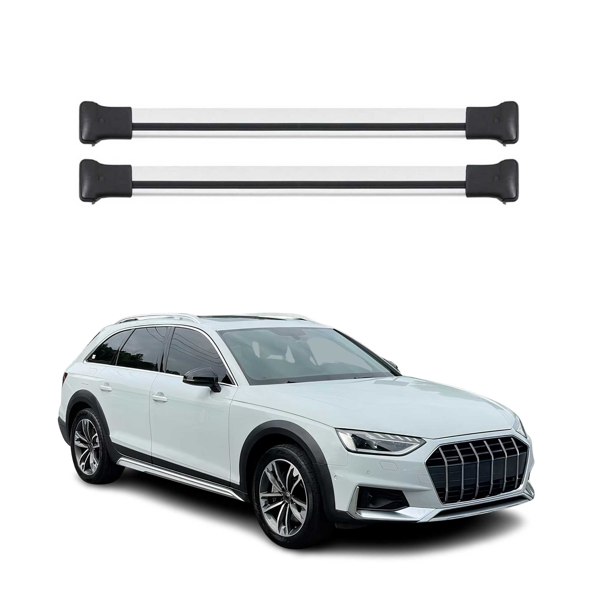 Barres de toit transversales pour Audi A4 Allroad SW 2015- Aluminium Gris