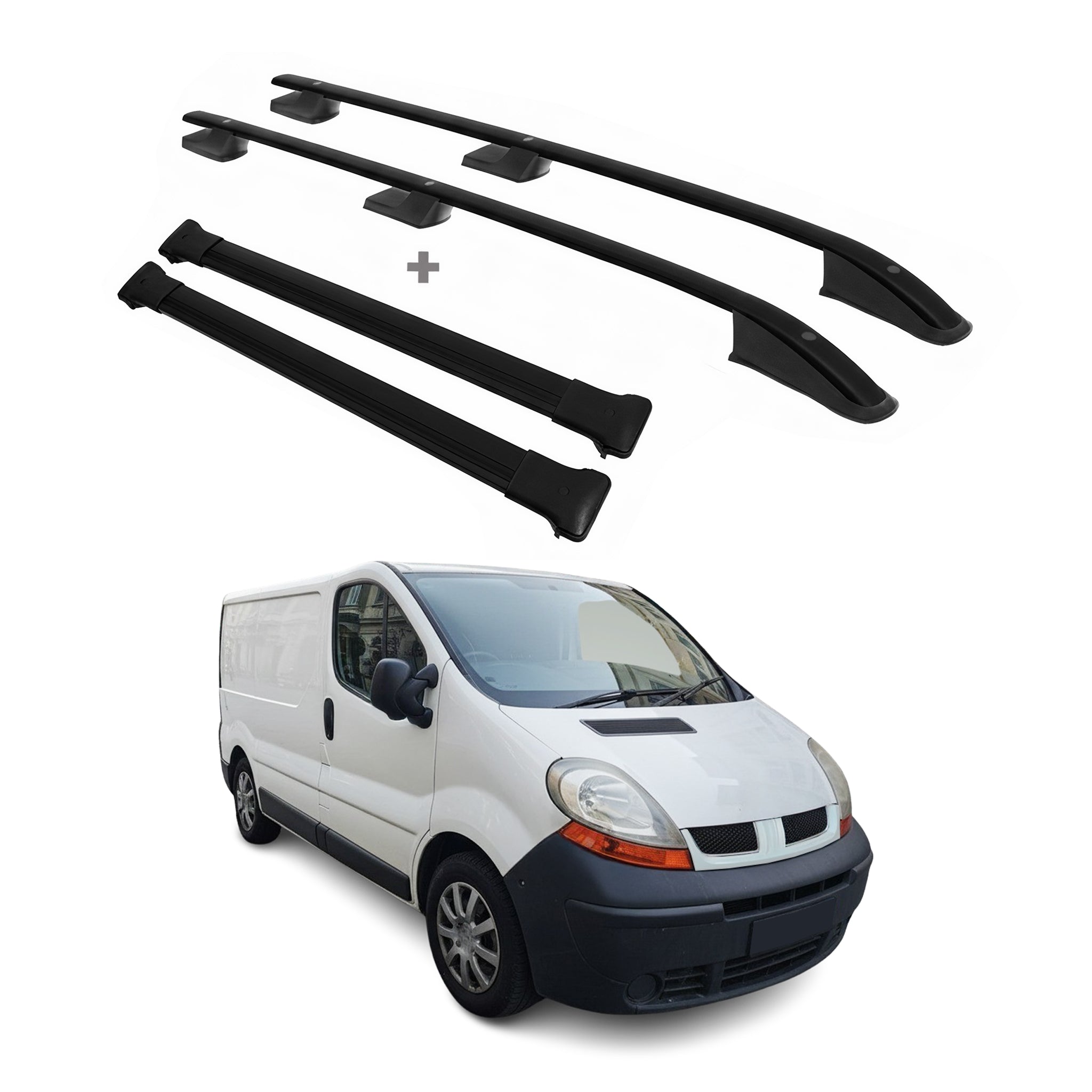 Barres de toit longitudinales pour Renault Trafic / Opel Vivaro 2001-14 L1 Noir
