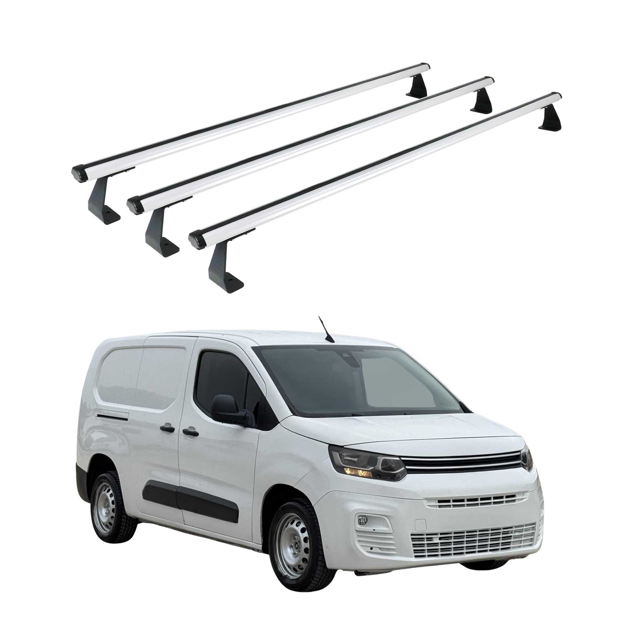 Barres de toit transversales pourCitroen Berlingo K9 2018-2025 Aluminium Gris 3x