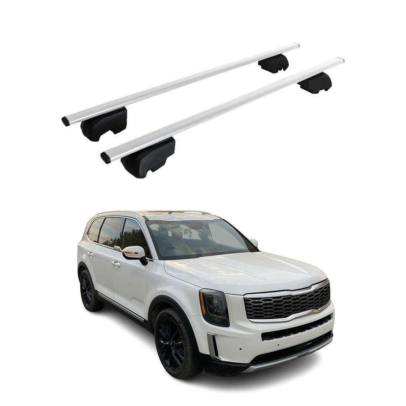 Barres de toit Transversales pour Kia Telluride 2020-2023 Fer Argent ABE