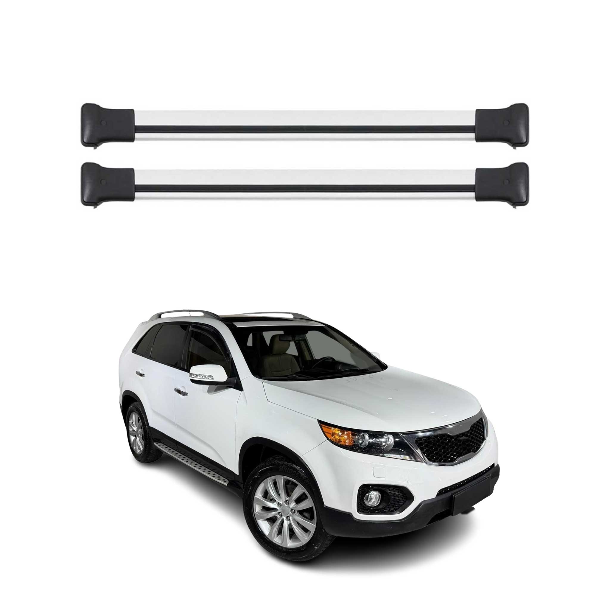 OMAC Barres de toit en aluminium pour Kia Sorento mk2 2010-2014 Gris 2Pcs TÜV
