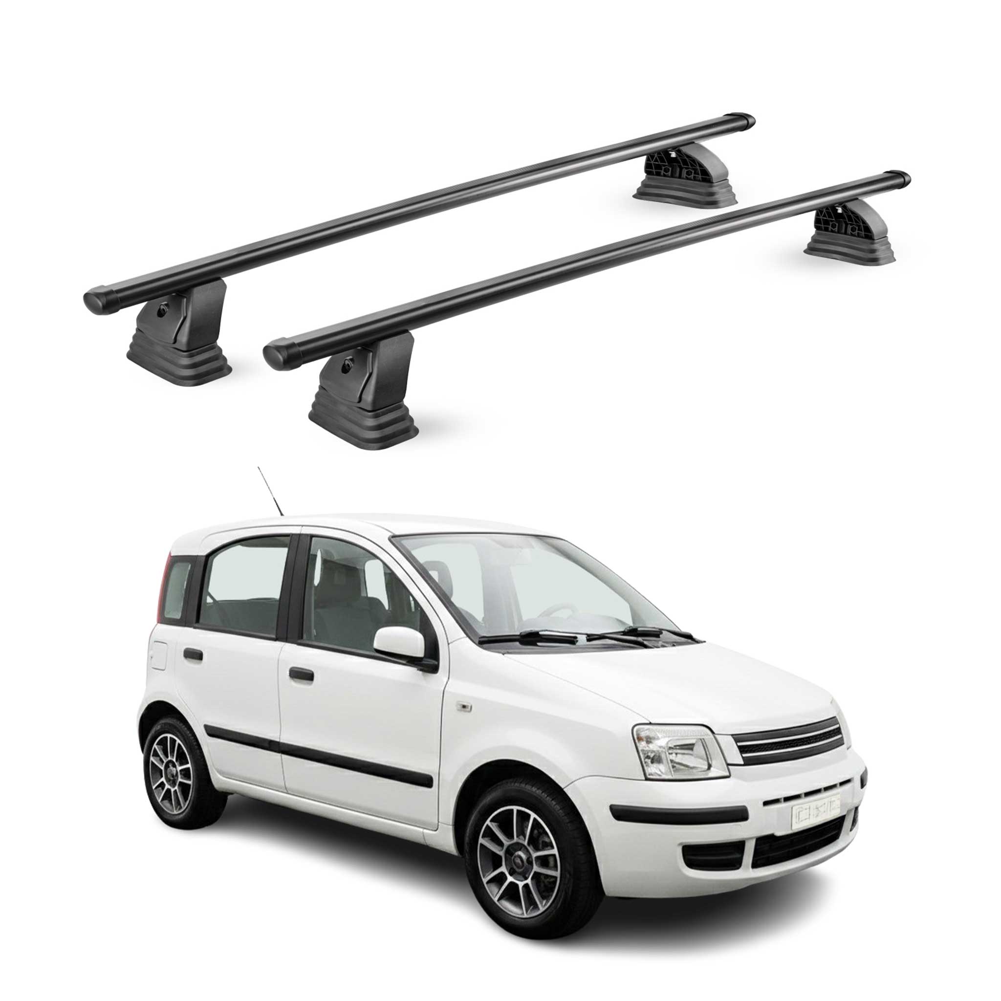 Barres de toit transversales acier pour Fiat Panda II 2003-2012 TÜV Noir 2Pcs