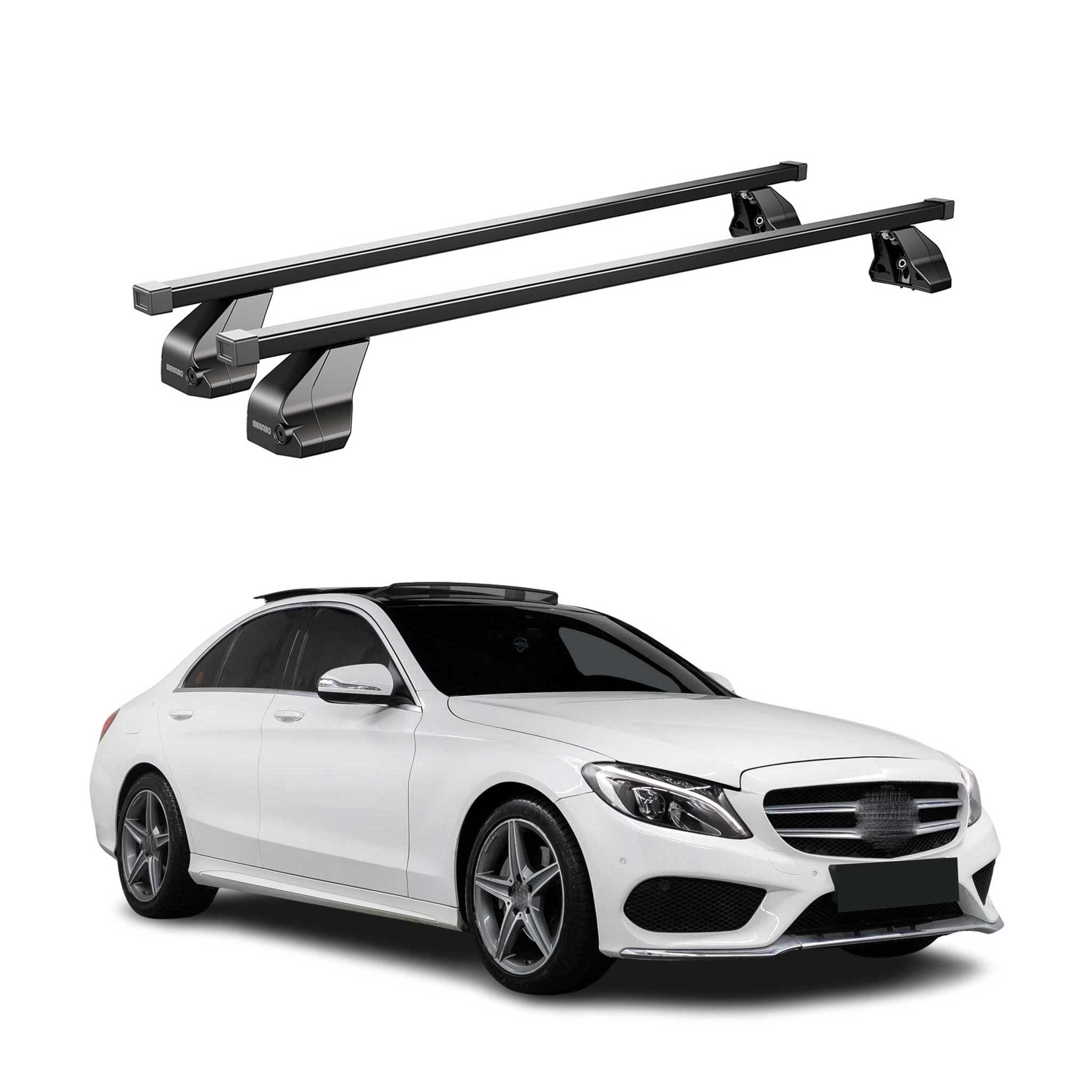Barres Transversales Menabo pour Mercedes Classe C W205 2014-2018 Noir