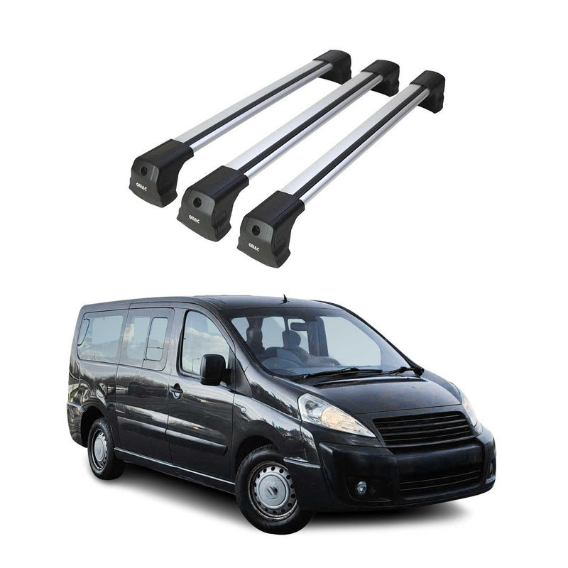 Barres De Toit Transversales pour Fiat Scudo 2006-2016 Alu Gris 3 Pcs