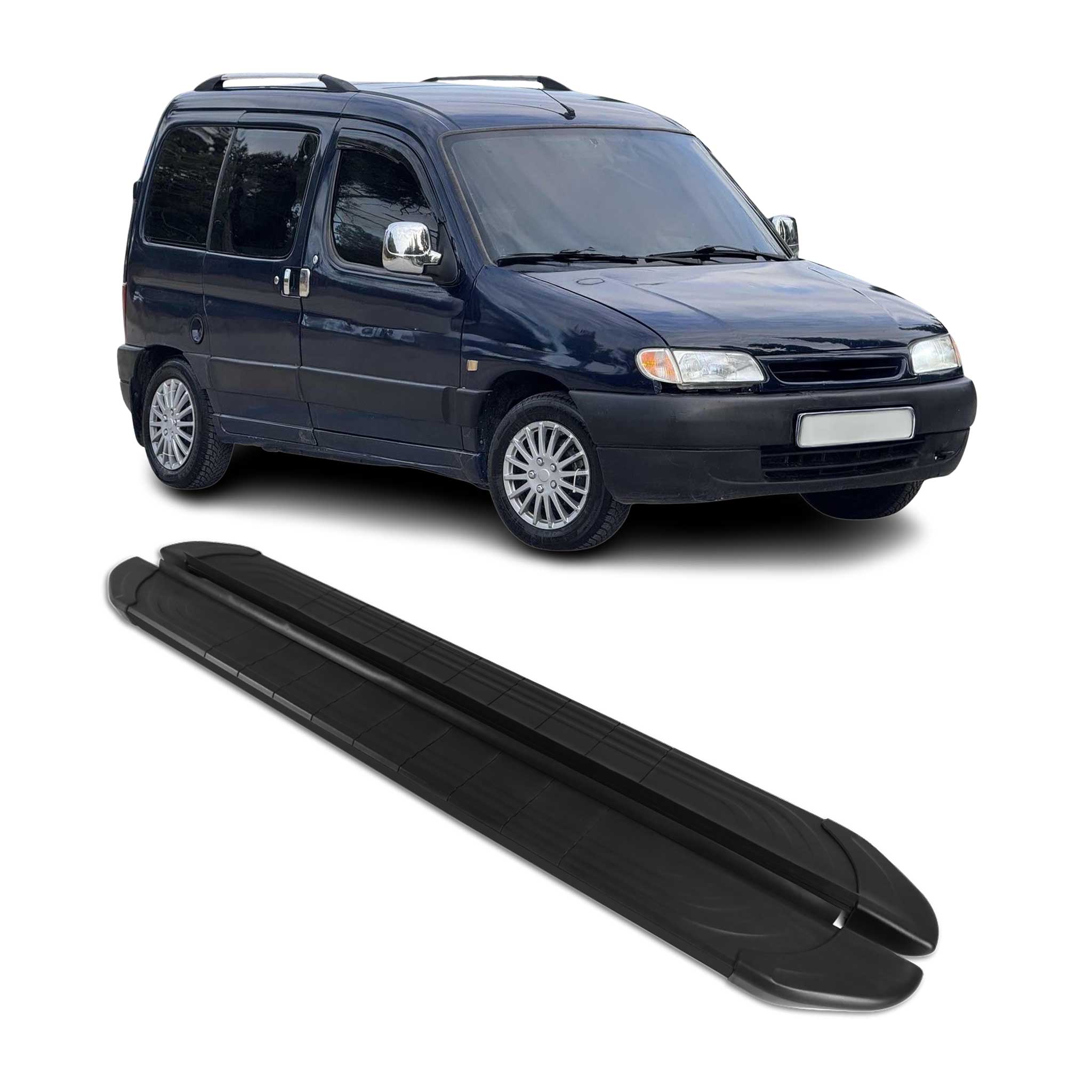 Marchepieds Latéraux pour Citroen Berlingo 1996-2008 L1 2Pcs Aluminium Noir
