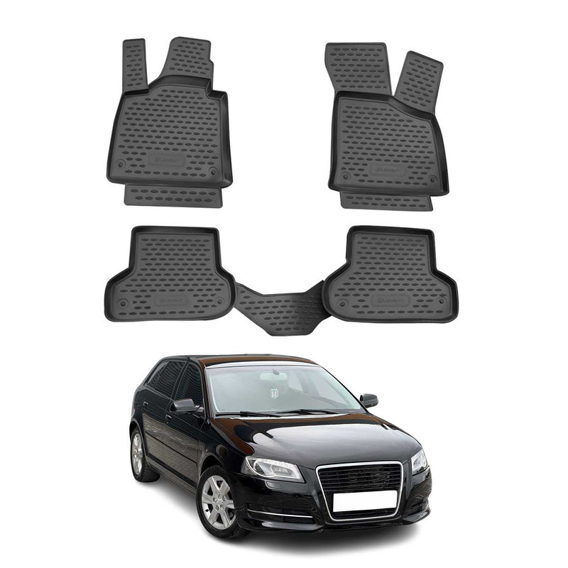 OMAC 3D Tapis de sol pour Audi A3 8PA HB 3 portes Sportback 2003-2013 TPE Noir
