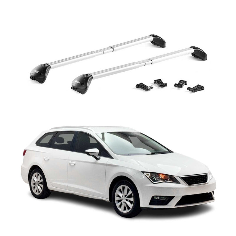 Barres de toit transversales pour Seat Leon Break 5F 2014-2025 Alu Gris 2x ABE