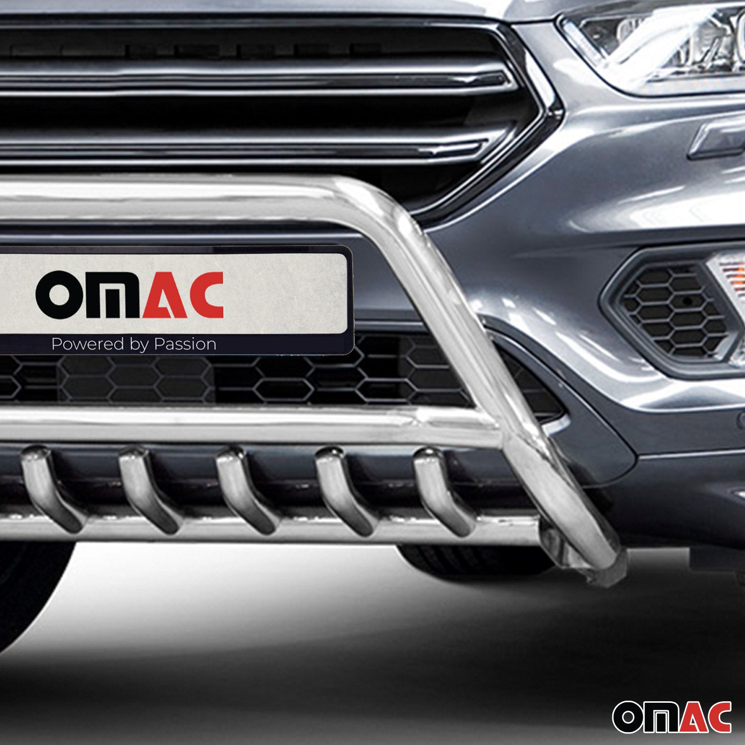Pare-Buffle Avant Pour Ford Kuga II 2017-19 Facelift en Acier Inoxydable Argent