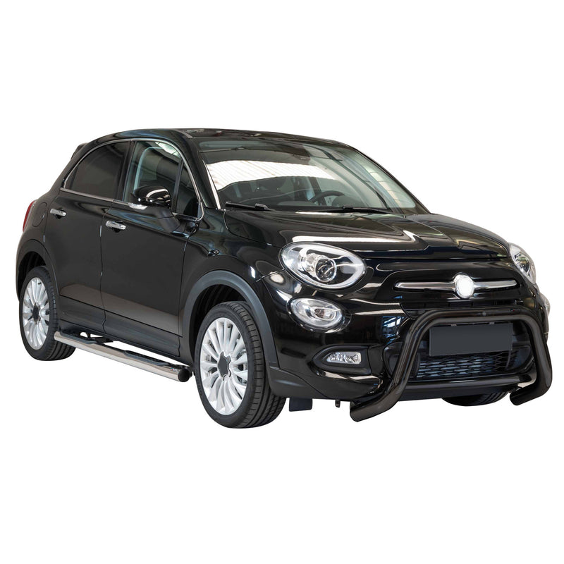 Pare-buffle Avant pour Fiat 500X 2014-2018 76 mm en Acier Noir