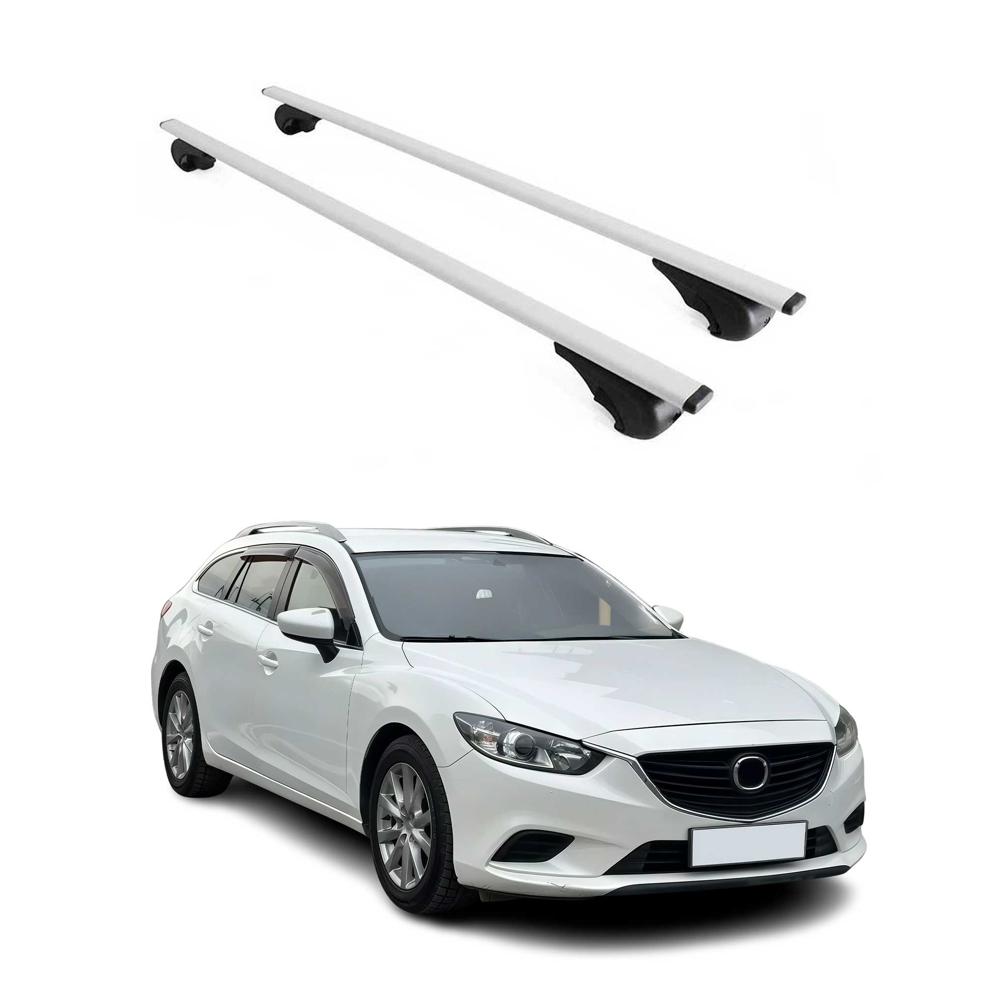 Barres de toit Transversales pour Mazda 6 2013-2025 Fer Argent