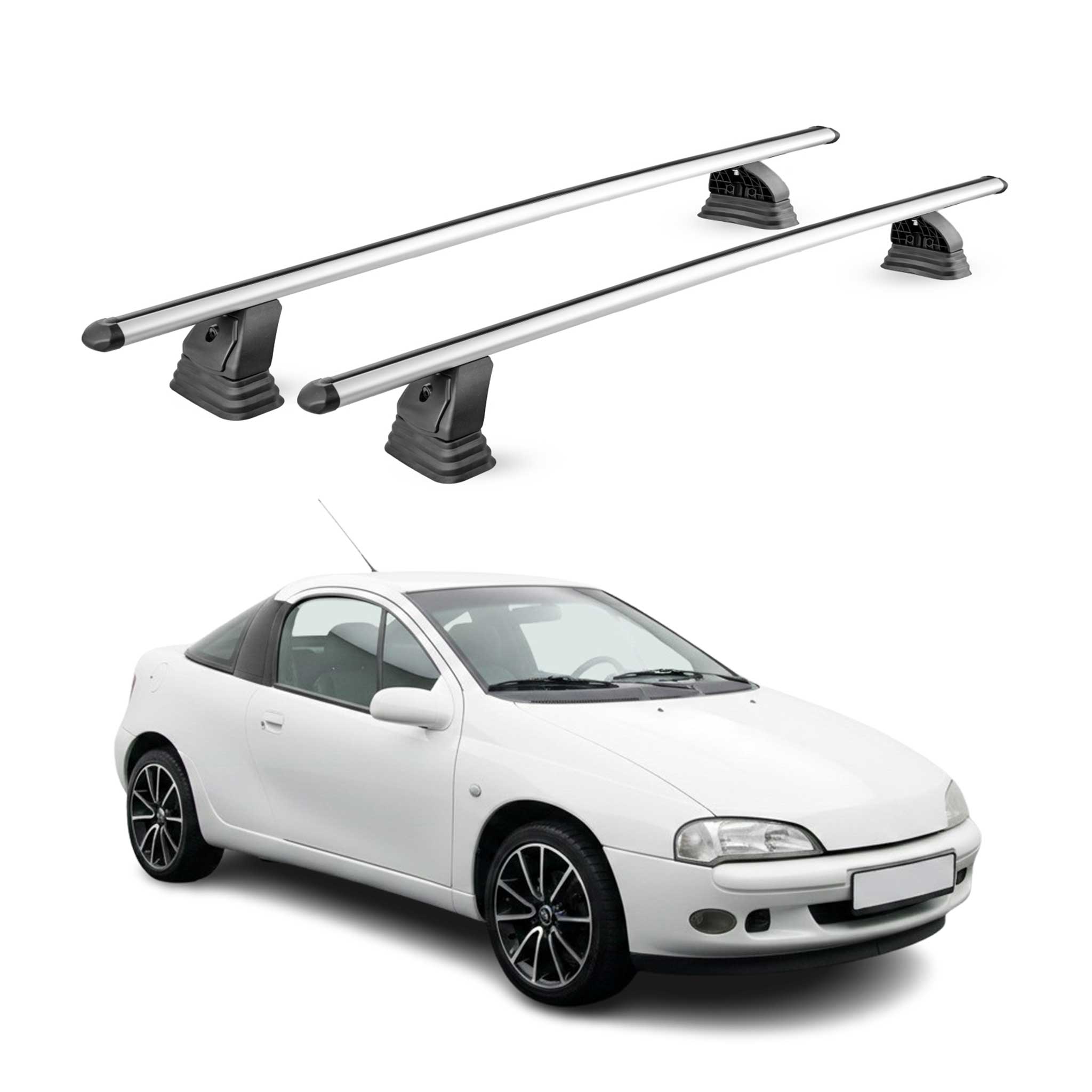 Barres de toit transversales Alu pour Opel Tigra A 1994-2000 TÜV 75 kg Gris 2Pcs