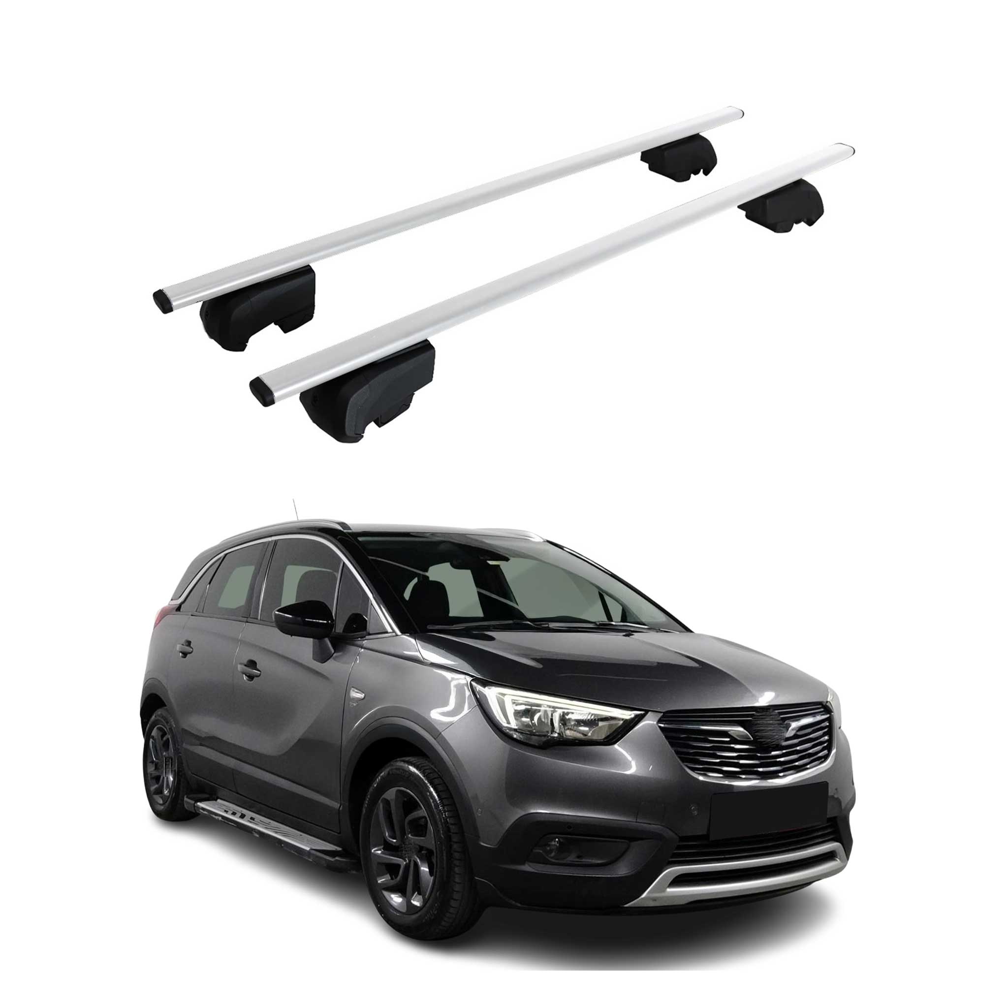 Barres de toit Transversales pour Opel Crossland X 2017-2024 Fer Argent ABE