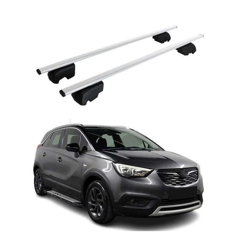 Barres de toit Transversales pour Opel Crossland X 2017-2023 Fer Argent ABE