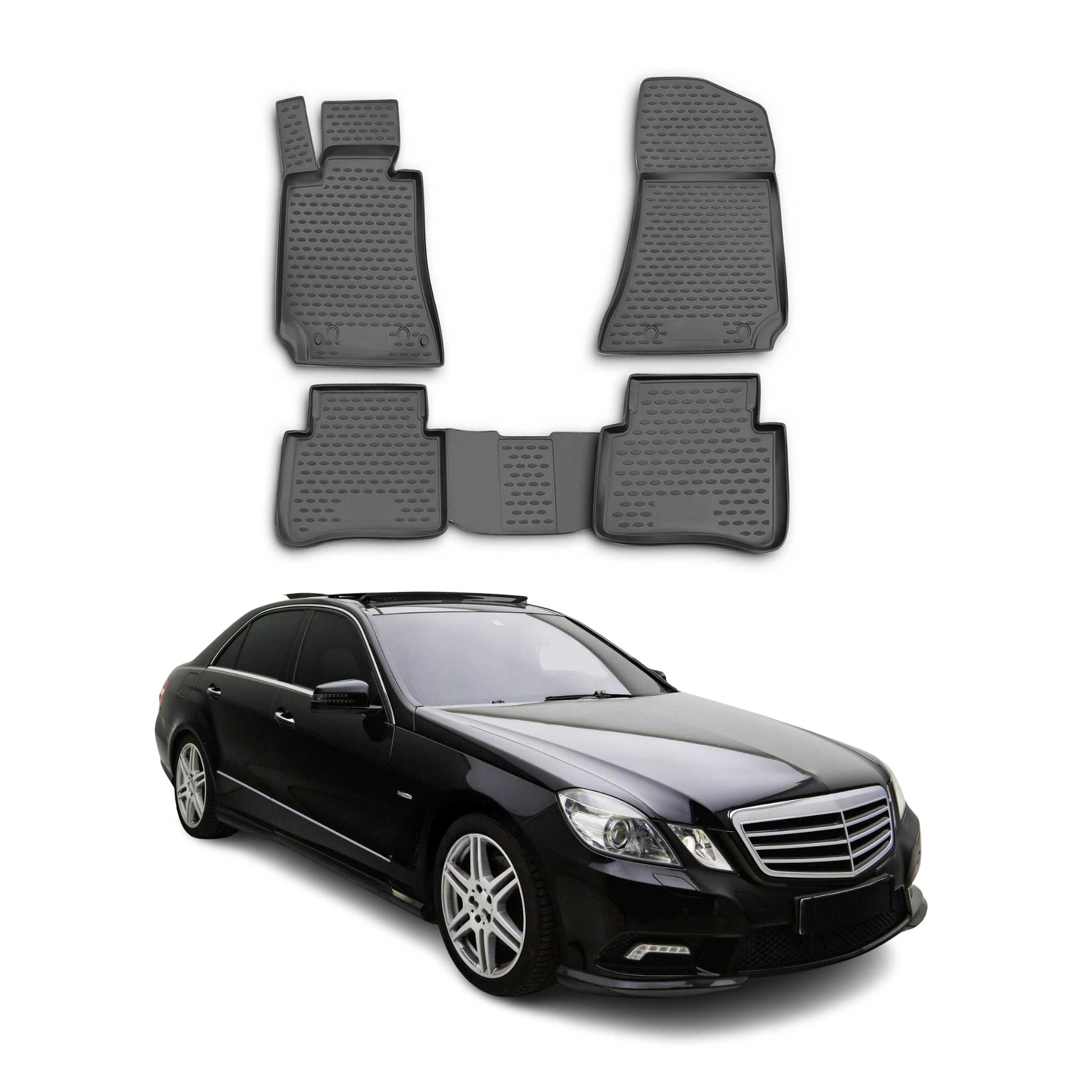 OMAC Tapis de sol pour Mercedes Classe E W212 2010-2016 en caoutchouc Noir 4Pcs