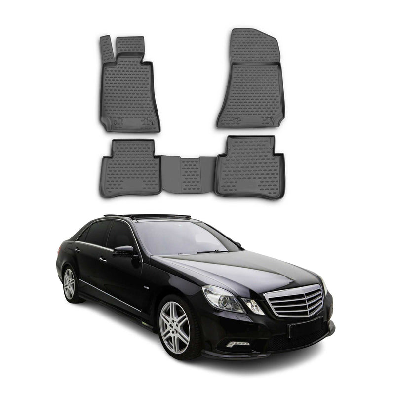 OMAC Tapis de sol pour Mercedes Classe E W212 2009-2016 en caoutchouc Noir