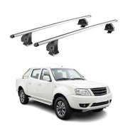 Barres de toit transversales Alu pour Tata Xenon II Pick Up 2007-2026 Gris 2Pcs