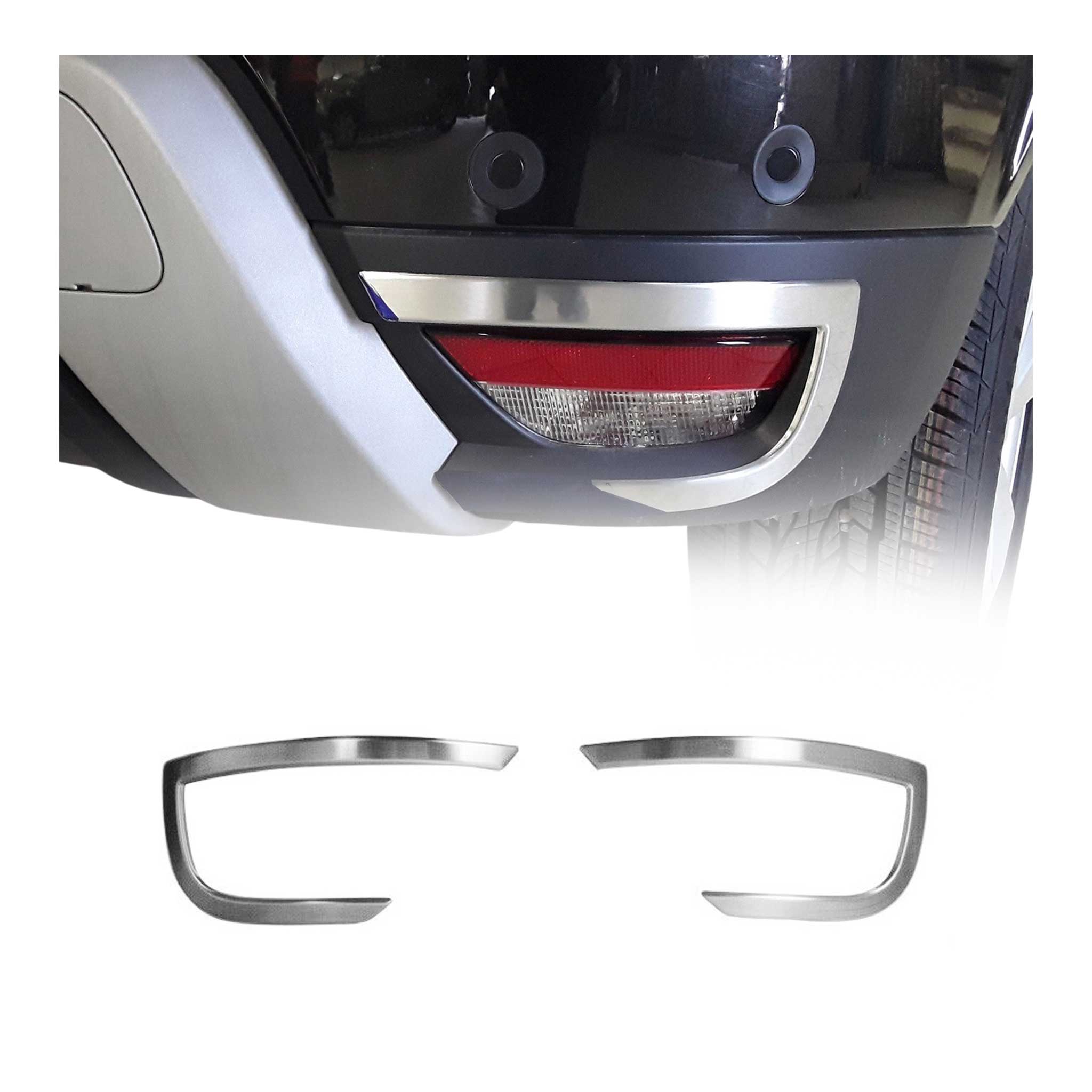 Garniture Réflecteurs Arrière pour Dacia Duster II 2018-2021 inox Brossé 2 Pcs