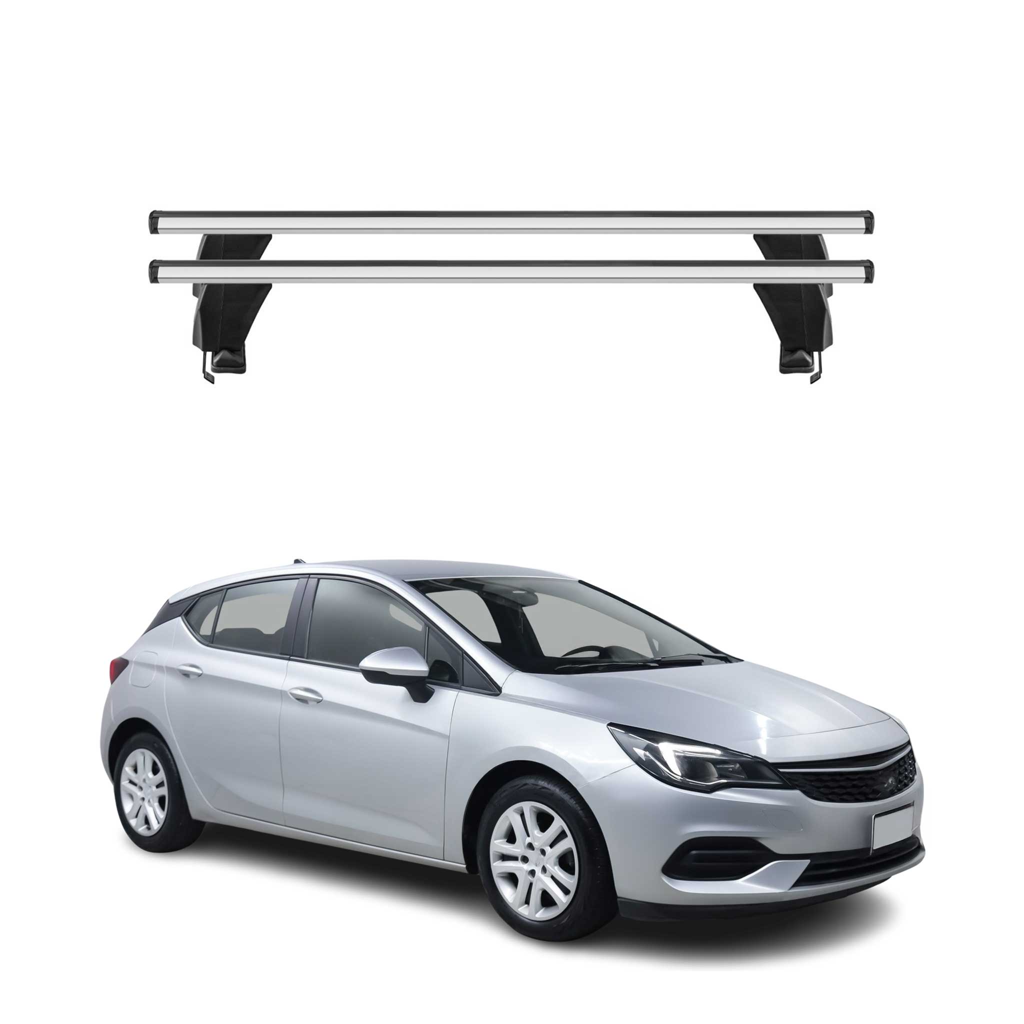 Menabo Barres de toit Transversales pour Opel Astra K 2016-2021 Gris ABE 2x