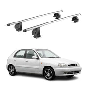 Barres de toit transversales Alu pour Daewoo Lanos HB 1997-2002 TÜV Gris 2Pcs
