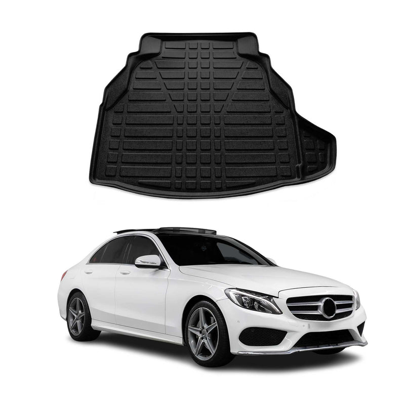Tapis de Coffre pour Mercedes Classe C W205 2014-2021 Berline en TPE Noir