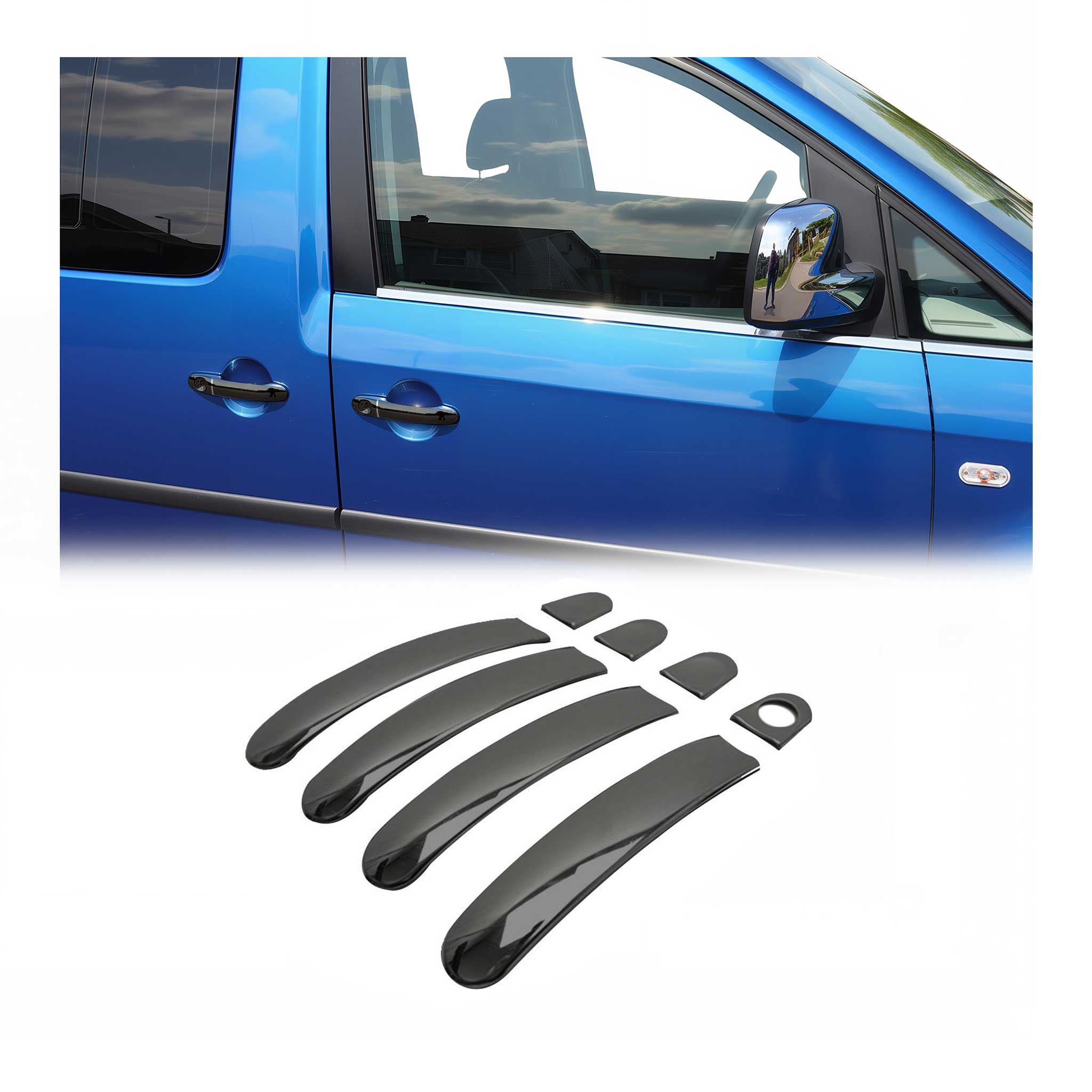 Poignée de porte latérale pour VW T6 T6.1 tout 2015-24 H1 4Portes Acier Sombre