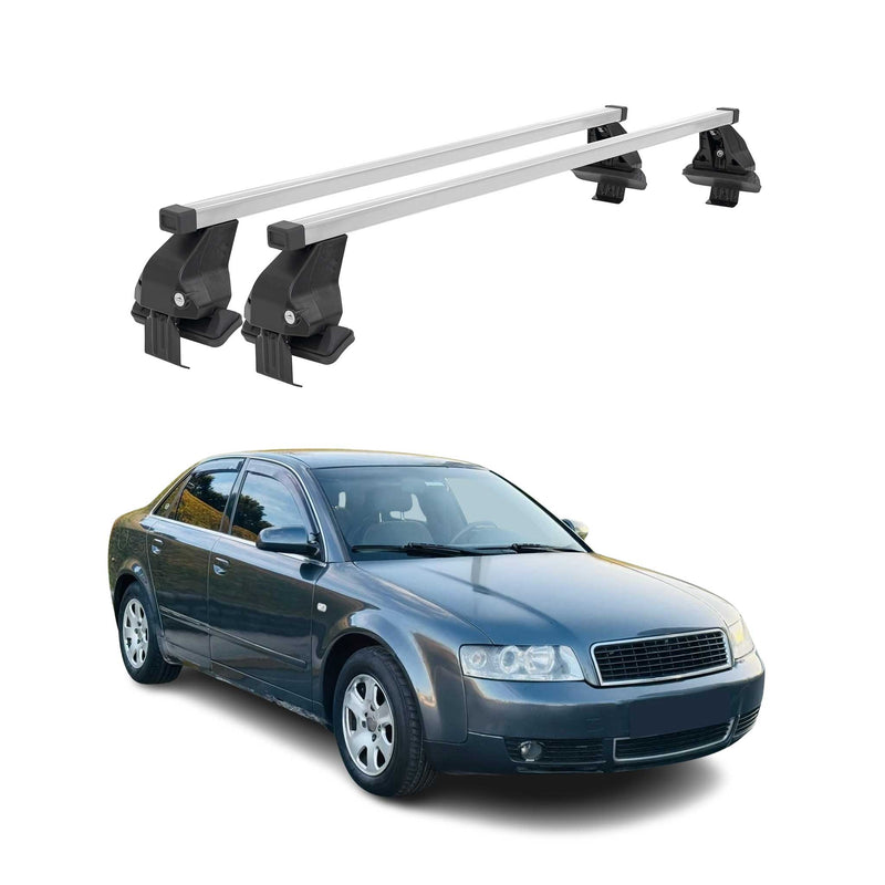 Barres de toit transversales Menabo pour Audi A4 B6 Berline 2001-2004 Acier Gris
